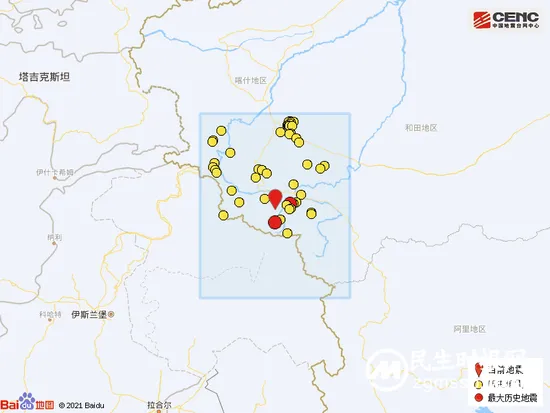 新疆喀什地区叶城县发生3.0级地震 震源深度10千米