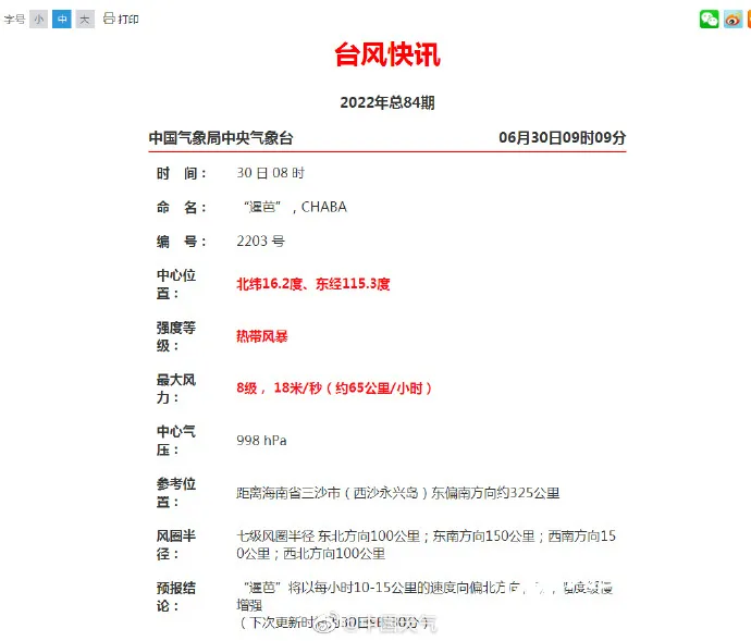 今年第3号台风“暹芭”生成！