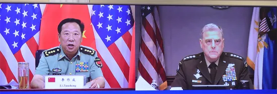 李作成与美军参联会主席米莱视频通话