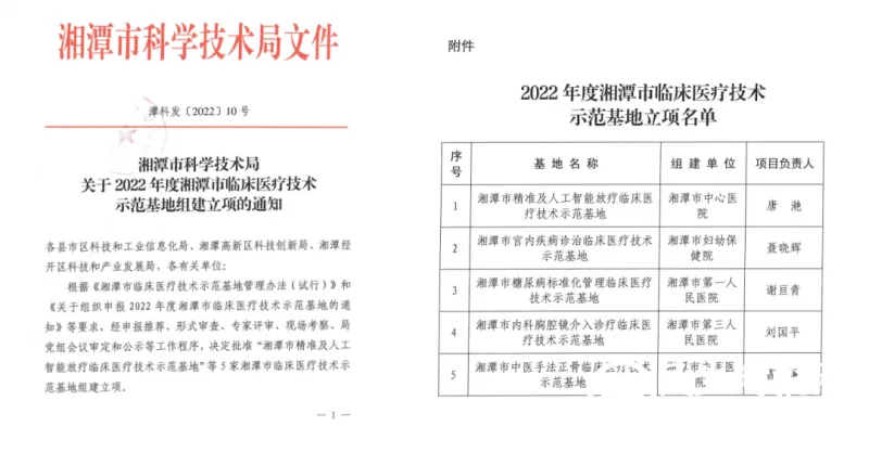 湘潭市中心医院获批湘潭市精准及人工智能放疗临床医疗技术示范基地 湘潭市中心医院获批湘潭市精准及人工智能放疗临床医疗技术示范基地