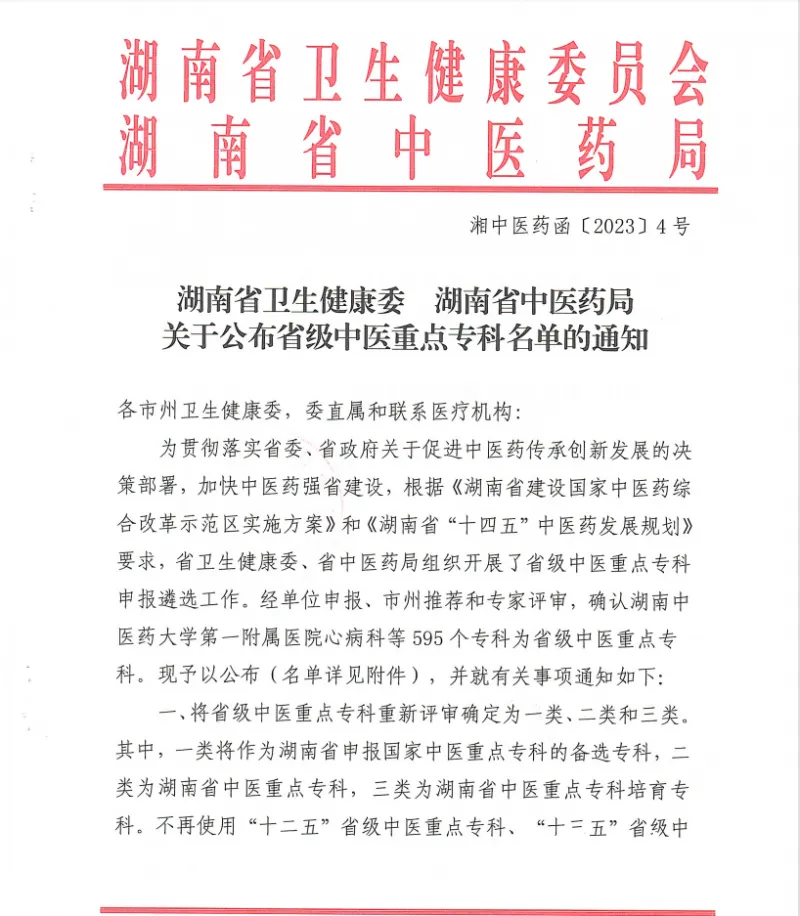 湘潭县中医医院多科室被评为省级中医重点专科 湘潭县中医医院多科室被评为省级中医重点专科