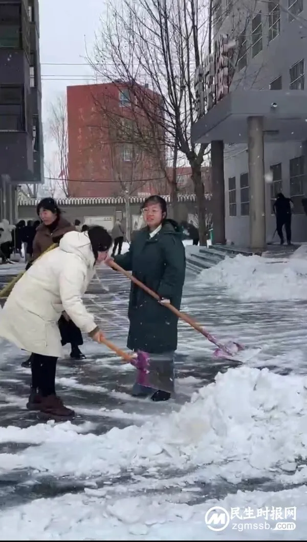 魏城镇中心校辖区学校校园清雪除冰纪实