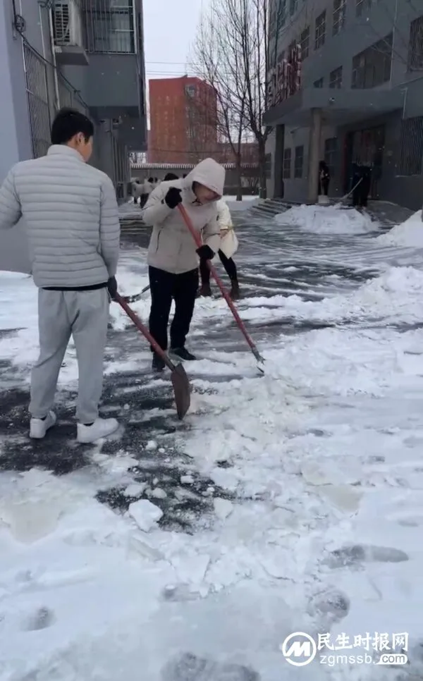 魏城镇中心校辖区学校校园清雪除冰纪实