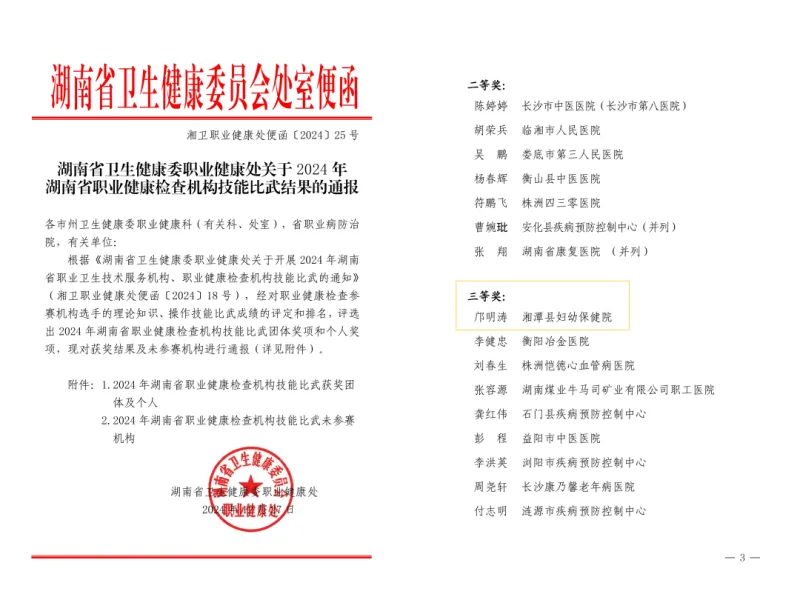 湘潭县妇幼保健院邝明涛省职业健康检查机构技能比武创佳绩!守护健康不负韶华 湘潭县妇幼保健院邝明涛省职业健康检查机构技能比武创佳绩!守护健康不负韶华