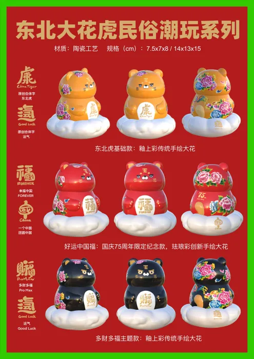文创大赛“华彩”赛道作品:东北大花虎——非遗民俗潮玩摆件系列 文创大赛“华彩”赛道作品:东北大花虎——非遗民俗潮玩摆件系列