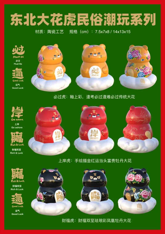 文创大赛“华彩”赛道作品:东北大花虎——非遗民俗潮玩摆件系列 文创大赛“华彩”赛道作品:东北大花虎——非遗民俗潮玩摆件系列