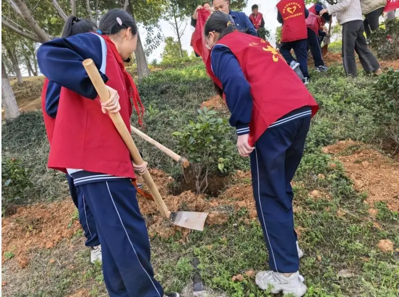 挥锹培土植新绿 校社携手育文明 ——湘潭市第三中学爱绿护绿行动 挥锹培土植新绿 校社携手育文明 ——湘潭市第三中学爱绿护绿行动