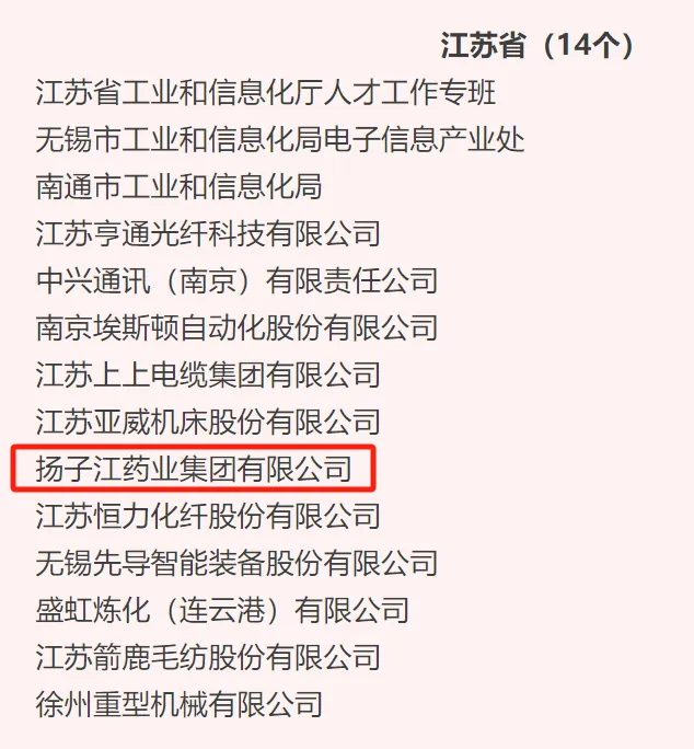 标杆领航!扬子江药业集团荣膺江苏医药工业首个“全国工业和信息化系统先进集体” 标杆领航!扬子江药业集团荣膺江苏医药工业首个“全国工业和信息化系统先进集体”