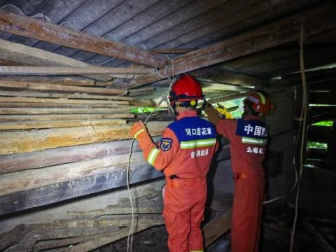 红河河口:消防速擒鸡圈蟒蛇解民忧 红河河口:消防速擒鸡圈蟒蛇解民忧