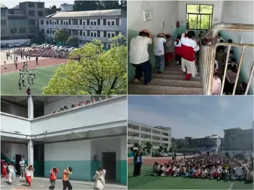 江西玉山县双明中心小学开展“5·12”防灾减灾逃生演练活动