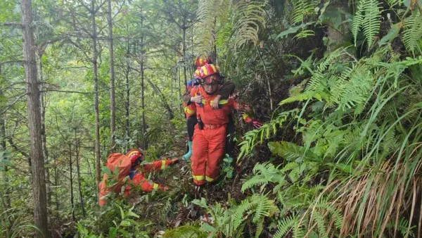 雨后进山采菌不慎摔伤 红河消防紧急救援送医