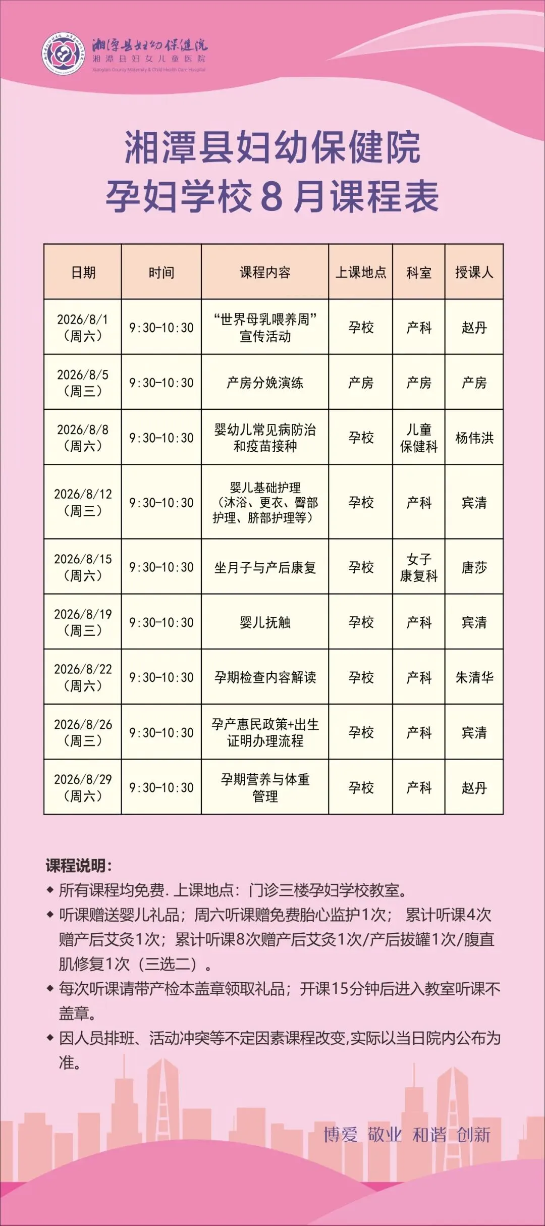 从孕期到育儿,八月课堂开讲啦!